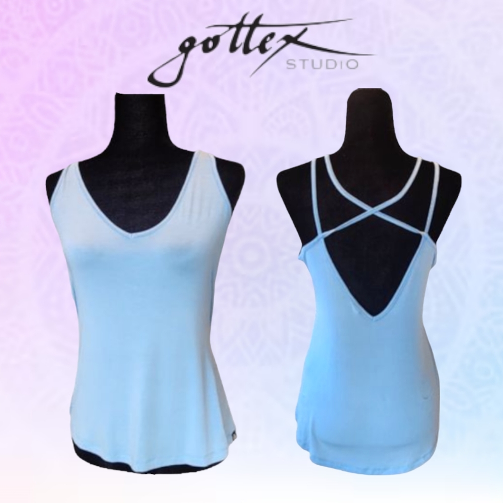 NWT Exclusive Gottex Studio Women's Baby Blue Yoga Tank Top Size: S/P